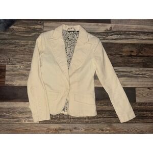 Steve & Barry's Womens Cream Corduroy Floral Lined Blazer Jacket Medium (397)